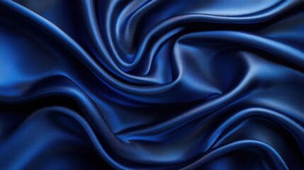 Obraz premium Deep royal blue silk fabric with elegant folds creating a luxurious textile background