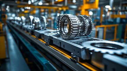 Naklejka premium Precision Manufacturing Components on Assembly Line