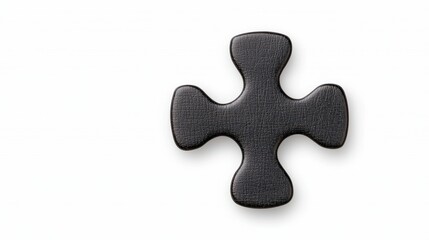 Obraz premium Dark Gray Textured Cross Shaped Puzzle Piece On White Background