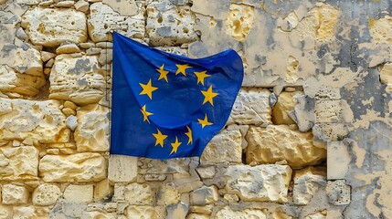 flag of Bosnia and Herzegovina painted on cracked wall background