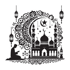 Traditional Islamic art design for Muslim festive occasions