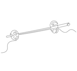 Barbell continuous line. Continuous one line drawing barbell for exercise. Gym, fitness concept. Single line drawing