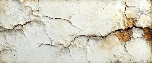 White Cracked Wall Texture with Brown Patches