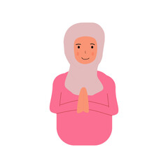 Muslim female characters wishing everyone a happy Eid al-Fitr.