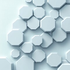 Abstract design featuring various sizes of white octagonal shapes on a textured background. Generative AI