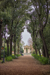 Alley to the Temple of Aesculapius in the Villa Borghese Park