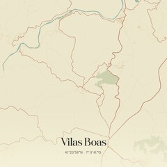 Vintage map of Vilas Boas, Portugal. 