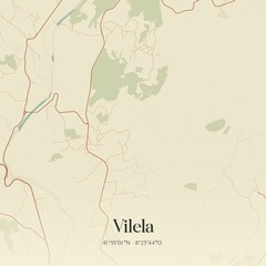 Fototapeta premium Vintage map of Vilela, Portugal. 