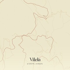 Vintage map of Vilela, Portugal. 