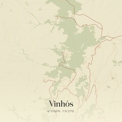 Fototapeta premium Vintage map of Vinh�s, Portugal. 