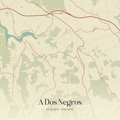 Vintage map of A Dos Negros, Portugal. 