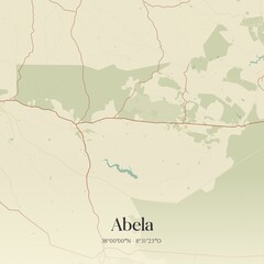 Vintage map of Abela, Portugal. 