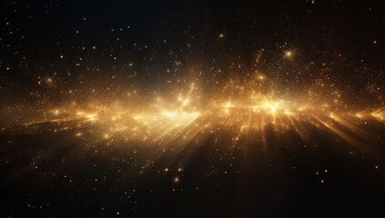 Fototapeta premium Subtle Line of Glowing Gold Particles on Dark Background