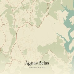 Vintage map of �guas Belas, Portugal. 