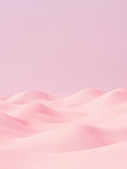 Soft pink undulating landscape under a pale sky. Dreamy and serene.