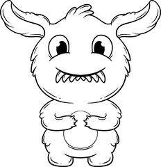 Cute and Playful Monster Illustration Outline