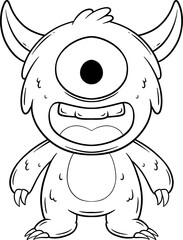 Obraz premium Cute and Playful Monster Illustration Outline