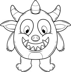 Cute and Playful Monster Illustration Outline