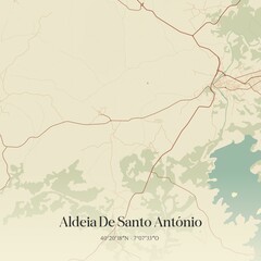 Obraz premium Vintage map of Aldeia De Santo Ant�nio, Portugal. 