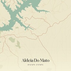 Fototapeta premium Vintage map of Aldeia Do Mato, Portugal. 