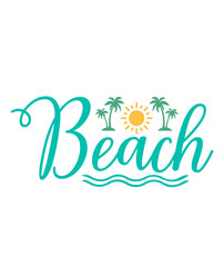 Beach typography clip art design on plain white transparent isolated background for card, shirt, hoodie, sweatshirt, apparel, tag, mug, icon, poster or badge