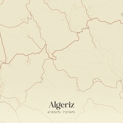 Vintage map of Algeriz, Portugal. 