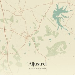 Vintage map of Aljustrel, Portugal. 