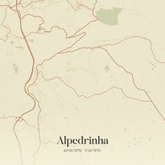 Vintage map of Alpedrinha, Portugal. 
