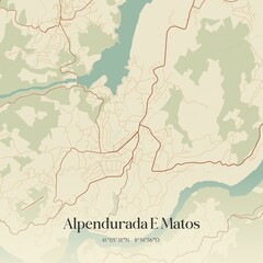 Vintage map of Alpendurada E Matos, Portugal. 