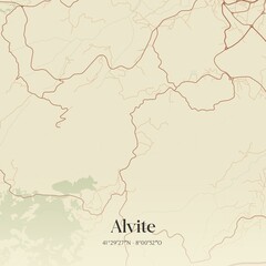 Vintage map of Alvite, Portugal. 