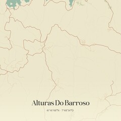Fototapeta premium Vintage map of Alturas Do Barroso, Portugal. 