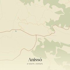 Vintage map of Aniss�, Portugal. 