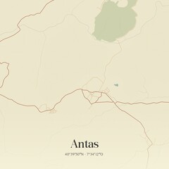 Fototapeta premium Vintage map of Antas, Portugal. 