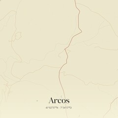 Vintage map of Arcos, Portugal. 