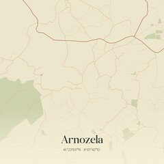 Vintage map of Arnozela, Portugal. 