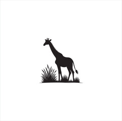 Black silhouette giraffe vector