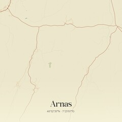 Vintage map of Arnas, Portugal. 