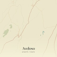 Vintage map of Aveloso, Portugal. 