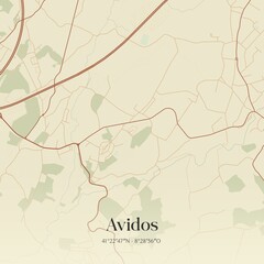 Vintage map of Avidos, Portugal. 