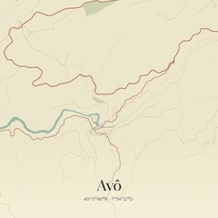 Vintage map of Avõ, Portugal. 