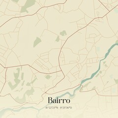 Vintage map of Bairro, Portugal. 