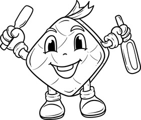 ketupat ramadhan character cartoon outline