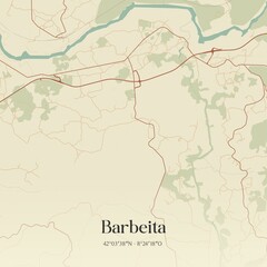 Vintage map of Barbeita, Portugal. 