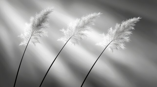 Captivating black and white photo of pampas grass nature reserve artistic image serene environment close-up view minimalist concept