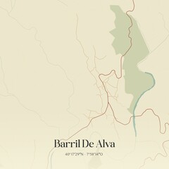 Vintage map of Barril De Alva, Portugal. 