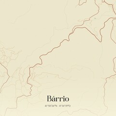 Fototapeta premium Vintage map of B�rrio, Portugal. 