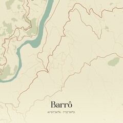 Vintage map of Barr�, Portugal. 