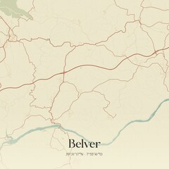 Vintage map of Belver, Portugal. 