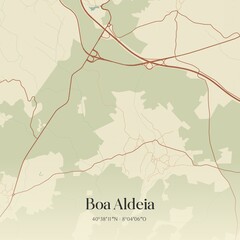 Obraz premium Vintage map of Boa Aldeia, Portugal. 