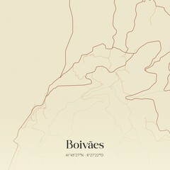 Vintage map of Boivães, Portugal.